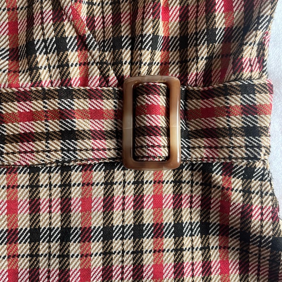 Plaid mini dress size medium fall retro vneck sleeveless - Picture 3 of 10